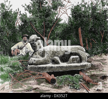 Augustus Le Plongeon (1825-1908) fotografo angloamericano e antiquario. Incisione. Colorati. Foto Stock