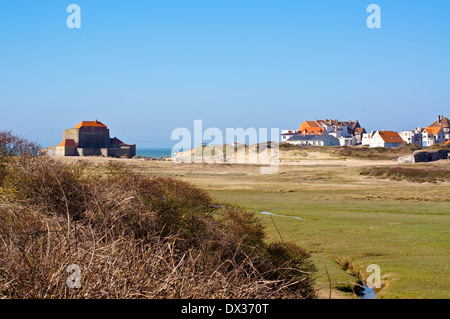 Fort Mahon da Vauban, 1682-1690, sul fiume lasca a Ambleteuse, vicino a Wimereux, Côte Opale, Nord-Pas-de-Calais, Francia Foto Stock