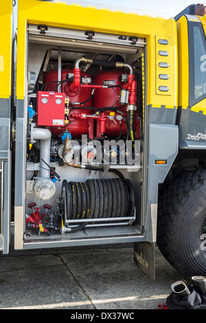 Fire-tubo di aeroporto di crash gara Rosenbauer Panther CA-5 6×6 presso l'aerodromo di Ostenda, Belgio Foto Stock