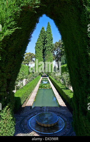Fontana Moresca del Generalife Giardini inferiori, Alhambra. Granada, Andalusia, Spagna. Foto Stock