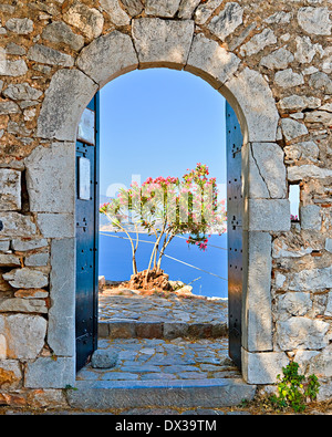 Cancello in fortezza Palamidi, Nafplio, Grecia Foto Stock