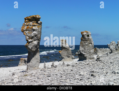 A raukar langhammar su fårö, Gotlands Län, Svezia Foto Stock