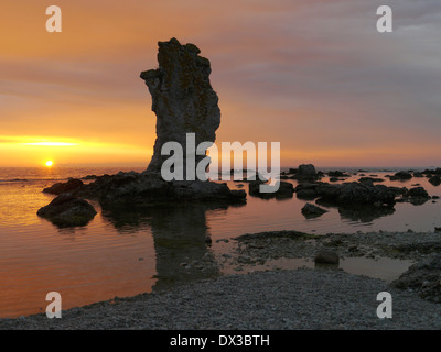 A raukar langhammar su fårö, Gotlands Län, Svezia Foto Stock