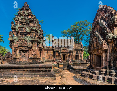 Banteay Srei rosa hindu temple Cambogia Foto Stock