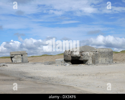 Il Atlantic wall a thyborøn, mare del Nord, midtjylland, Danimarca Foto Stock