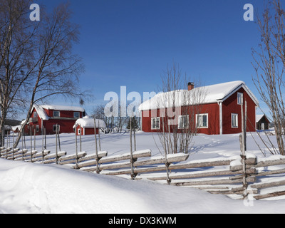 Case in jukkasjärvi, Norrbottens län, lappland, Svezia Foto Stock