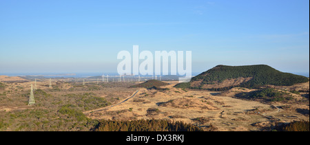 Vista da Baekyaki cono vulcanico di Jeju Island Foto Stock