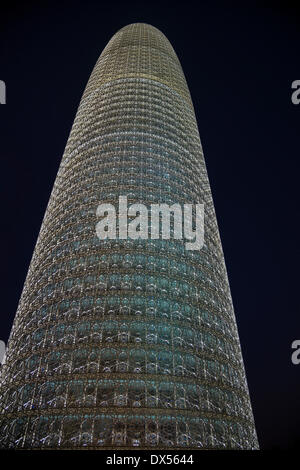 Burj Qatar, di notte, Doha, Qatar, Emirati Arabi Uniti Foto Stock