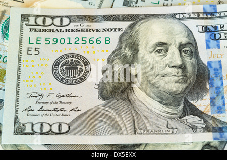 Nuovo design della valuta statunitense di un centinaio di dollari Foto Stock