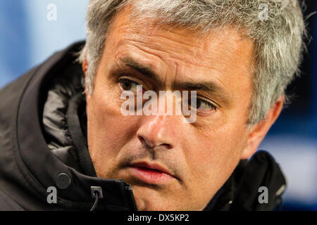 Londra, Regno Unito. Xviii Mar, 2014. Chelsea il Manager di Jose Mourinho prima della seconda gamba della UEFA Champions League round di gioco 16 tra Chelsea e il Galatasaray da Stamford Bridge. Credito: Azione Sport Plus/Alamy Live News Foto Stock