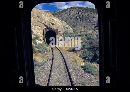 Nevada nord del convoglio ferroviario esce dal tunnel Foto Stock