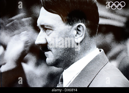 Ritratto di Adolf Hitler in occasione delle Olimpiadi di Berlino del 1936 o ai Giochi Olimpici di Berlino Foto Stock