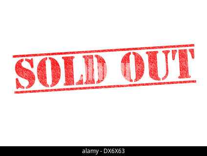 SOLD OUT rosso timbro di gomma su uno sfondo bianco. Foto Stock