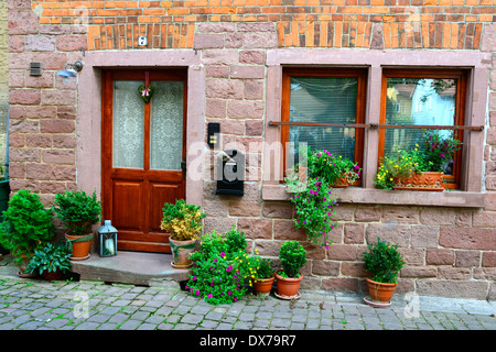 Porta in legno ingresso Wertheim Germania de Europa Foto Stock