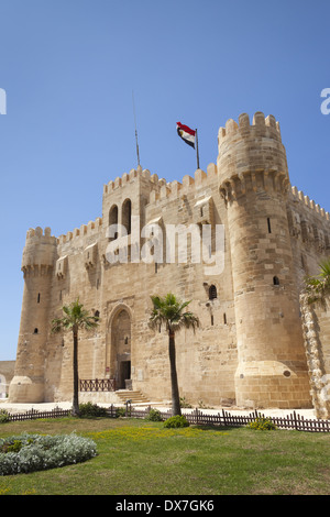 Cittadella di Qaitbay, noto anche come fortezza di Qaitbay, Alessandria, Egitto Foto Stock