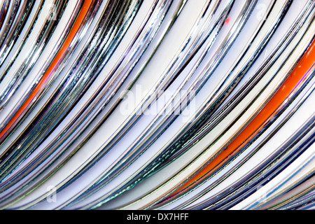Extreme close up della collezione di compact disc Foto Stock