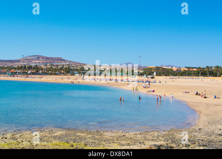 La Playa El Castilo spiaggia principale, a Caleta de Fuste, Fuerteventura, Isole Canarie, Spagna, Europa Foto Stock