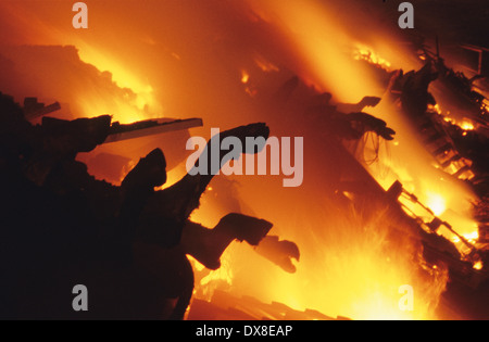 Incenerimento dei selvaggi footed bestie, di bovini e di ovini, sospettato di avere l'afta epizootica, Cumbria, Regno Unito Foto Stock