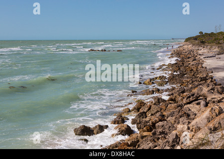 Costa rocciosa del Golfo del Messico a Caspersen Beach in Florida Venezia Foto Stock