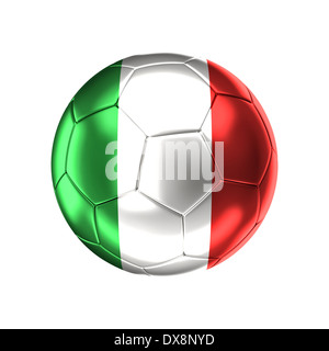 3d pallone da calcio con la bandiera dell'Italia isolato su bianco Foto Stock