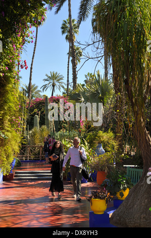 Jardin Majorelle gardens, Marrakech, Marocco, Africa del Nord Foto Stock
