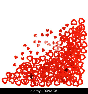 Sfondo di colore rosso a forma di cuore coriandoli. decorazione di festa Foto Stock