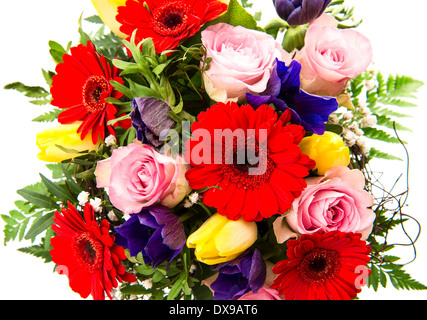 bouquet di rose e tulipani in vaso d'annata Foto stock - Alamy