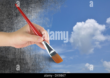 Carino donna d'affari con i concetti di business Foto Stock