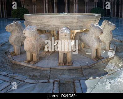 Il leone fontana nel Patio de Los Leones Foto Stock