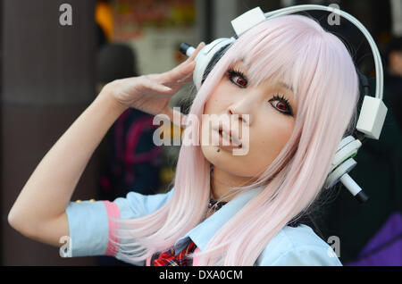 Cosplayers presso un festival cosplay di Osaka in Giappone. Foto Stock