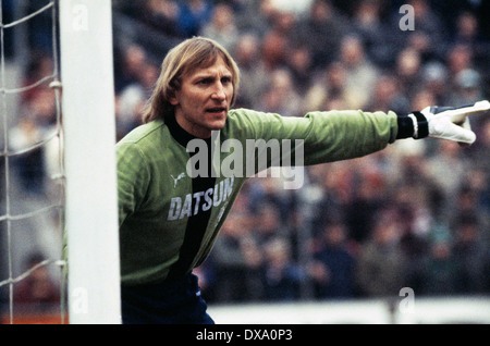 Calcio, Bundesliga, 1981/1982, Stadio am Boekelberg, Borussia Moenchengladbach contro il Borussia Dortmund 0:1, scena del match, custode Wolfgang Kleff (MG) Foto Stock