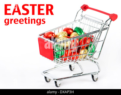 Pasqua il concetto di shopping. uova colorate Foto Stock