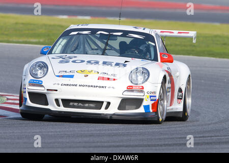 Barcellona, Spagna. Xxi Mar, 2014. Barcellona - 21 Marzo- ESPANA. Porsche 997 Cup S del team RMS durante la pratica di V de V Serie Endurance, Endurance GT/Tourisme Championship sul circuito de Barcelona-Catalunya. (Foto: Mikel Trigueros/Urbanandsport/NurPhoto) © Mikel Trigueros/NurPhoto/ZUMAPRESS.com/Alamy Live News Foto Stock