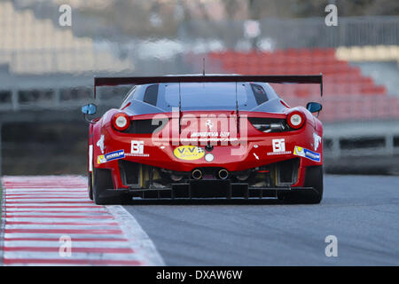 Barcellona, Spagna. Xxi Mar, 2014. Barcellona - 21 Marzo- ESPANA. La Ferrari F458 GT3 della Sofrev ASP Team durante la pratica di V de V Serie Endurance, Endurance GT/Tourisme Championship sul circuito de Barcelona-Catalunya. (Foto: Mikel Trigueros/Urbanandsport/NurPhoto) © Mikel Trigueros/NurPhoto/ZUMAPRESS.com/Alamy Live News Foto Stock