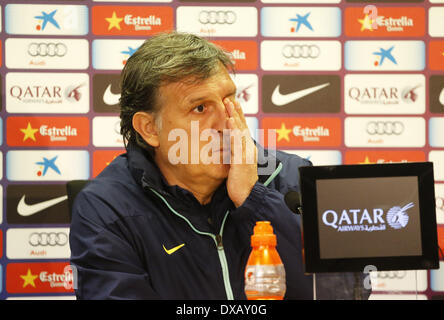 Barcellona, Spagna. 22 Mar, 2014. Gerardo Martino nella conferenza stampa prima della partita contro R.Madrid. Foto: Joan Valls/Urbanandsport/Nurphoto © Joan Valls/NurPhoto/ZUMAPRESS.com/Alamy Live News Foto Stock