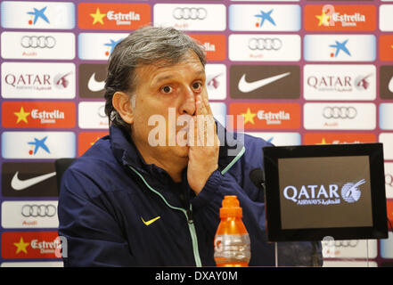 Barcellona, Spagna. 22 Mar, 2014. Gerardo Martino nella conferenza stampa prima della partita contro R.Madrid. Foto: Joan Valls/Urbanandsport/Nurphoto © Joan Valls/NurPhoto/ZUMAPRESS.com/Alamy Live News Foto Stock