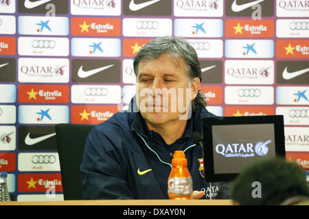 Barcellona, Spagna. 22 Mar, 2014. Gerardo Martino nella conferenza stampa prima della partita contro R.Madrid. Foto: Joan Valls/Urbanandsport/Nurphoto © Joan Valls/NurPhoto/ZUMAPRESS.com/Alamy Live News Foto Stock