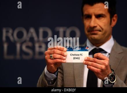 Nyon, Svizzera. Xxi Mar, 2014. Champions League quarterfinal disegnare. Chelsea FC (GBR) tirata da Figo Credito: Azione Sport Plus/Alamy Live News Foto Stock