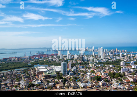 Vista panoramica della sezione moderna di Cartagena, Colombia Foto Stock