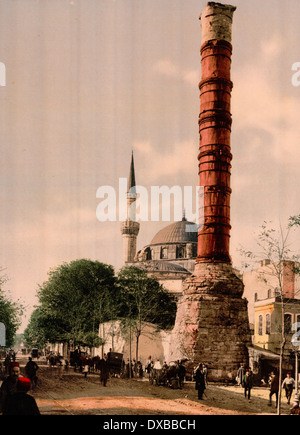 La colonna bruciata, Costantinopoli, Turchia, circa 1900 Foto Stock