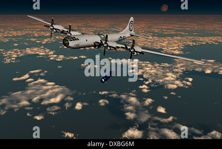 Il 'Enola Gay' B-29 bombardiere Superfortress,facendo cadere il 'Little Boy' bomba atomica sulla città giapponese di Hirohima. Foto Stock