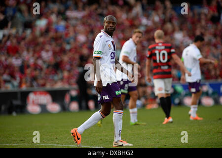 Sydney, Australia. 23 Mar, 2014. Perth difensore William Gallas in azione durante la Hyundai una partita del campionato tra Western Sydney Wanderers FC e Perth FC dalla Pirtek Stadium, Parramatta. Il Wanderers vinto 3-0. Credito: Azione Sport Plus/Alamy Live News Foto Stock