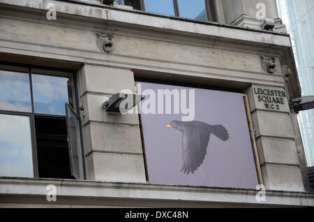 Londra, Regno Unito. Il 23 marzo 2014. Inizia la demolizione del Palazzo delle comunicazioni parte del controverso sviluppo di Leicester Square che includerà la demolizione dell'art deco cinema Odeon e edifici adiacenti per costruire un hotel di lusso, ristoranti, appartamenti di lusso e il complesso di cinema. Credito: JOHNNY ARMSTEAD/Alamy Live News Foto Stock