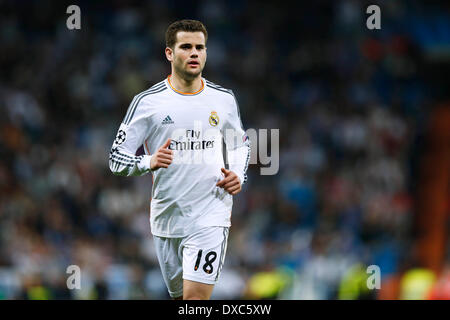 Madrid, Spagna. © D. XVIII Mar, 2014. Nacho (reale) Calcio/Calcetto : UEFA Champions League Round di 16, seconda gamba match tra il Real Madrid 3-1 FC Schalke 04 a Estadio Santiago Bernabeu a Madrid, Spagna. © D .Nakashima/AFLO/Alamy Live News Foto Stock