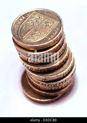 Pila di una libbra di monete, Londra Foto Stock