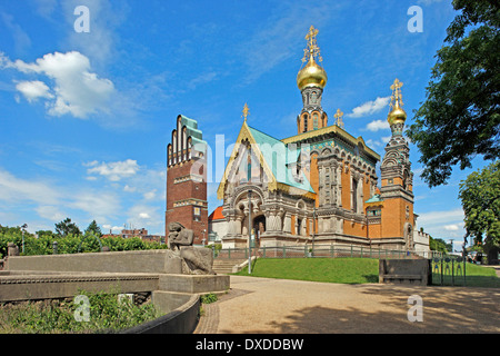 La cappella russa, Mathildenhohe Foto Stock