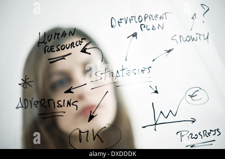 Imprenditrice azienda diagramma di flusso la trasparenza Foto Stock