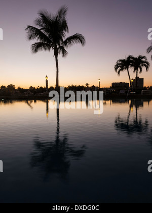 Crepuscolo presso la piscina, Fort Lauderdale, FL, Stati Uniti d'America Foto Stock