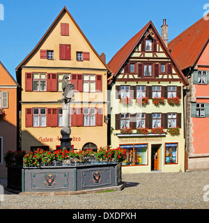 Fontana leone, Dinkelsbuhl Foto Stock