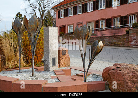 Crocus fontana, Zavelstein, Bad Teinach-Zavelstein, distretto di Calw, Foresta Nera, Baden-Württemberg, Germania / Krokusbrunnen Foto Stock